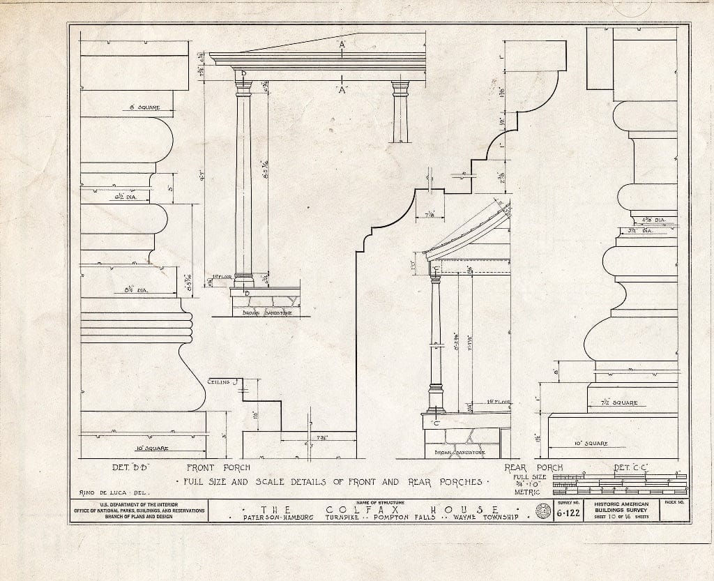 Blueprint HABS NJ,16-POMLA.V,1- (Sheet 10 of 16) - Schuyler-Colfax House, Paterson-Hamburg Turnpike, Pompton, Passaic County, NJ