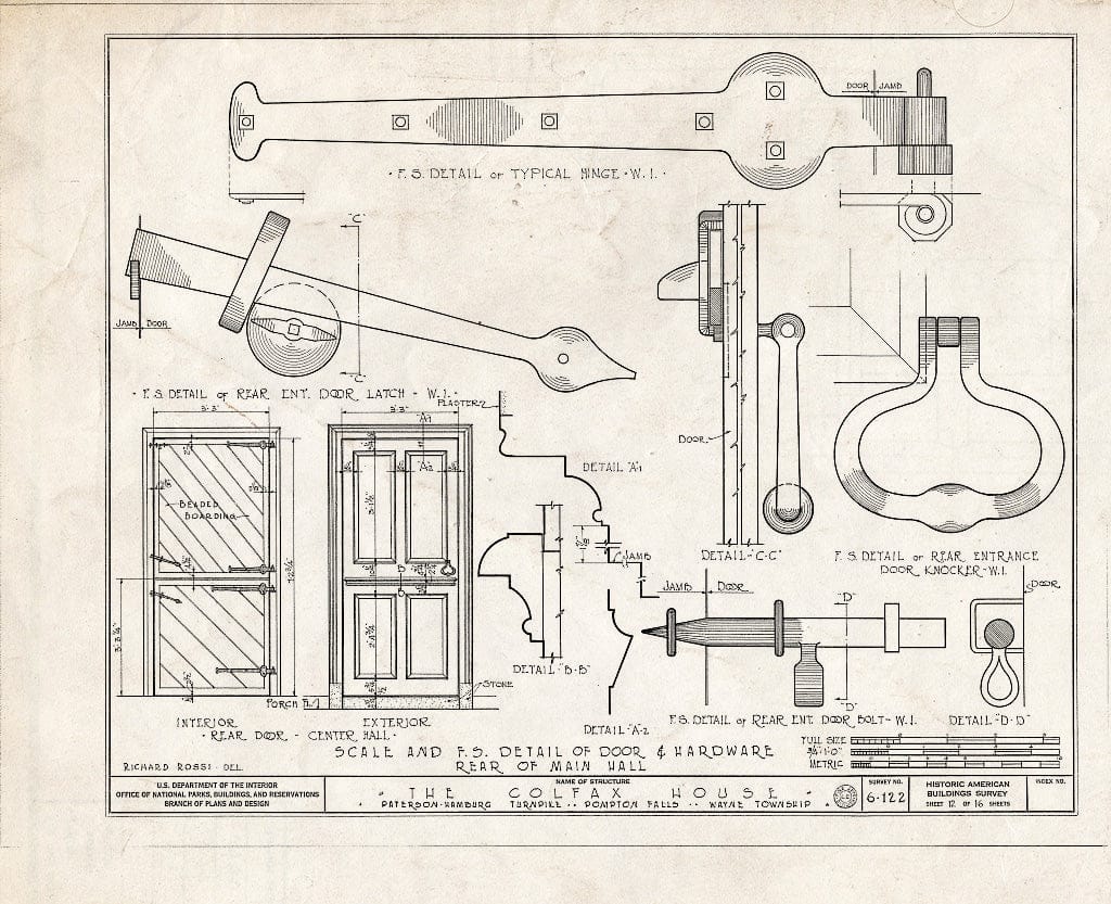 Blueprint HABS NJ,16-POMLA.V,1- (Sheet 12 of 16) - Schuyler-Colfax House, Paterson-Hamburg Turnpike, Pompton, Passaic County, NJ