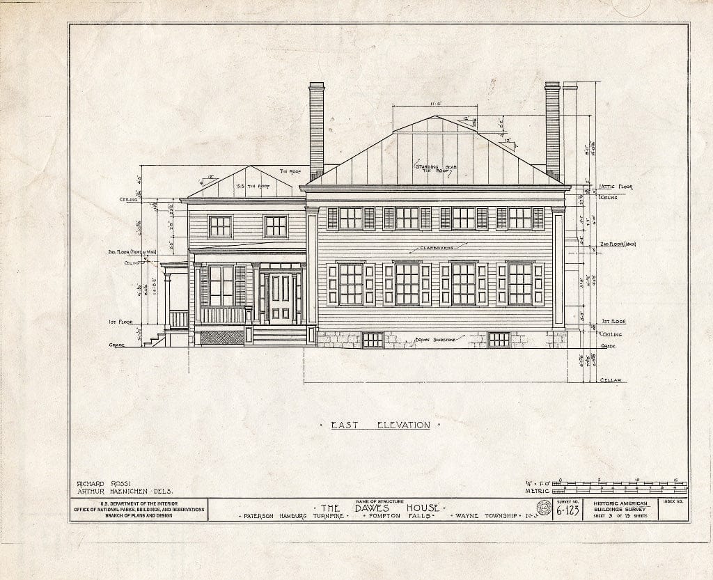 Blueprint HABS NJ,16-POMLA.V,2- (Sheet 3 of 13) - Colfax-Dawes House, Paterson-Hamburg Turnpike, Pompton, Passaic County, NJ