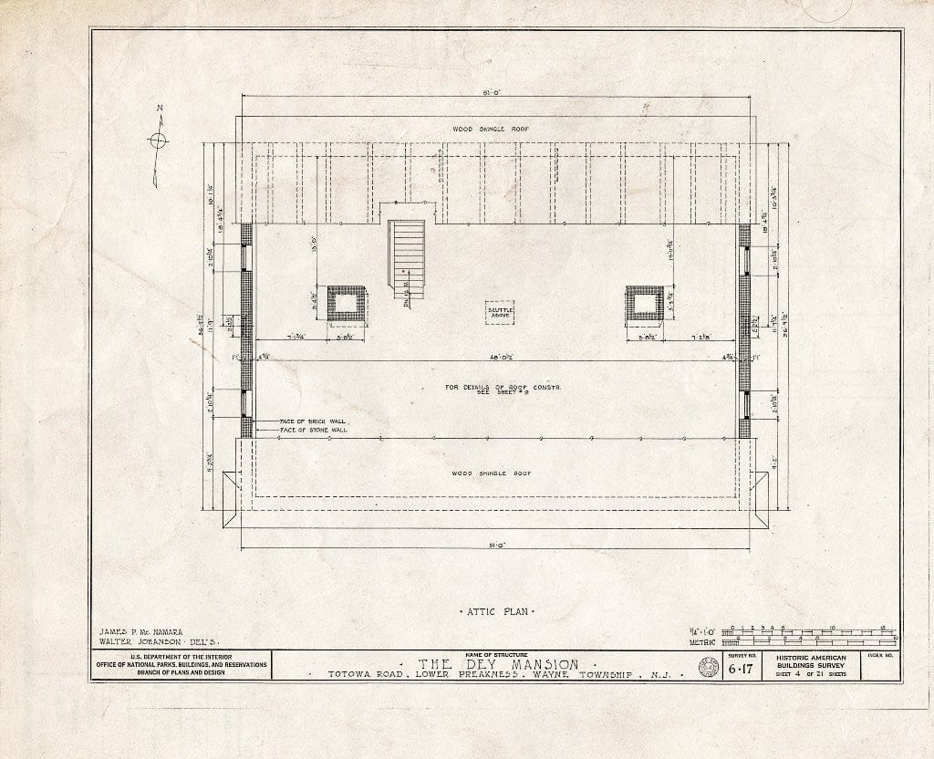 Blueprint HABS NJ,16-PREK,1- (Sheet 4 of 26) - Dey Mansion, 199 Totowa Road, Preakness, Passaic County, NJ