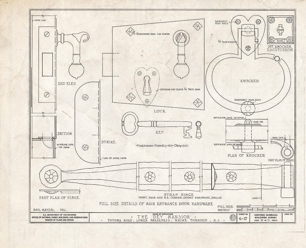Blueprint HABS NJ,16-PREK,1- (Sheet 19 of 26) - Dey Mansion, 199 Totowa Road, Preakness, Passaic County, NJ