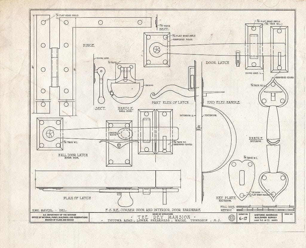 Blueprint HABS NJ,16-PREK,1- (Sheet 20 of 26) - Dey Mansion, 199 Totowa Road, Preakness, Passaic County, NJ
