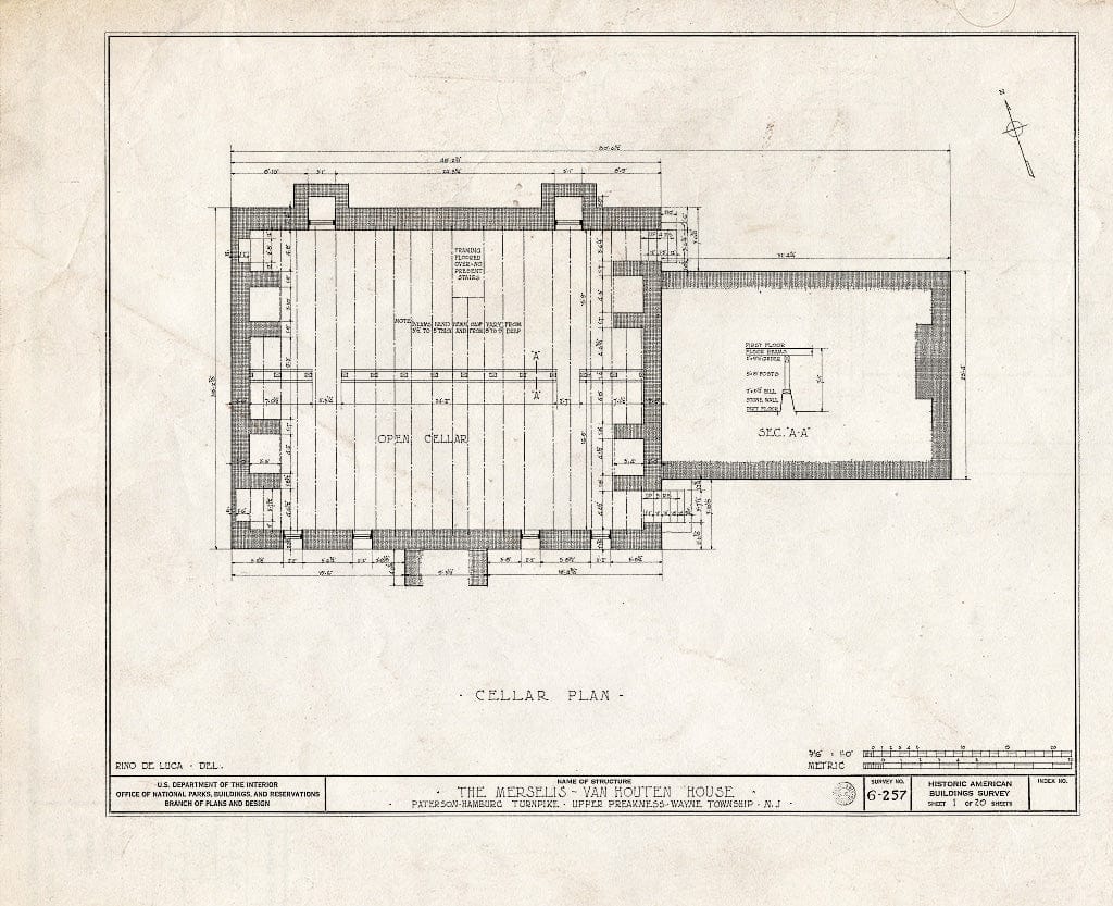 Blueprint HABS NJ,16-POMLA.V,3- (Sheet 1 of 20) - Merselis-Van Houten House, Paterson-Hamburg Pike, Preakness, Passaic County, NJ