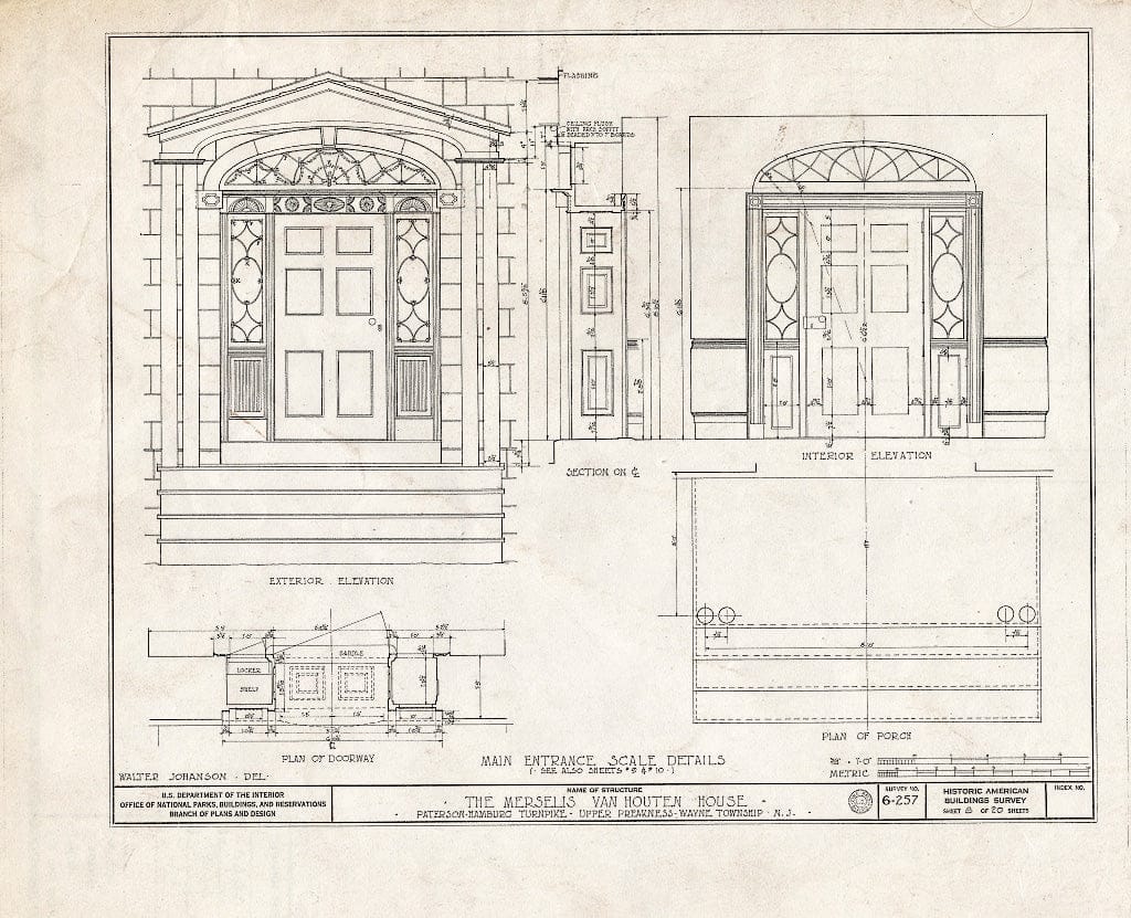 Blueprint HABS NJ,16-POMLA.V,3- (Sheet 8 of 20) - Merselis-Van Houten House, Paterson-Hamburg Pike, Preakness, Passaic County, NJ