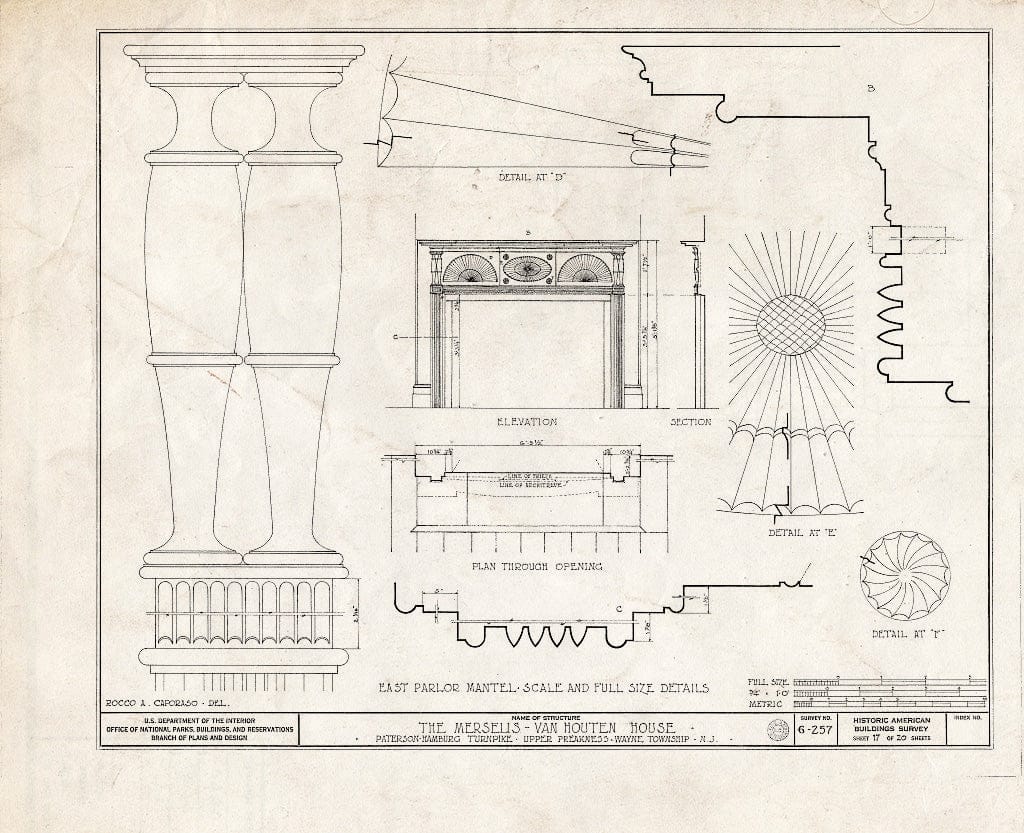 Blueprint HABS NJ,16-POMLA.V,3- (Sheet 17 of 20) - Merselis-Van Houten House, Paterson-Hamburg Pike, Preakness, Passaic County, NJ