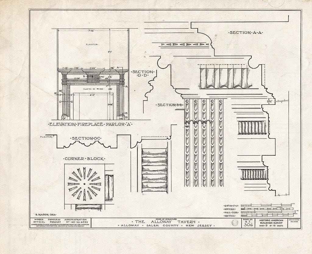 Blueprint HABS NJ,17-ALLO,3- (Sheet 9 of 16) - Alloway Tavern, Main & Greenwich Streets, Alloway, Salem County, NJ