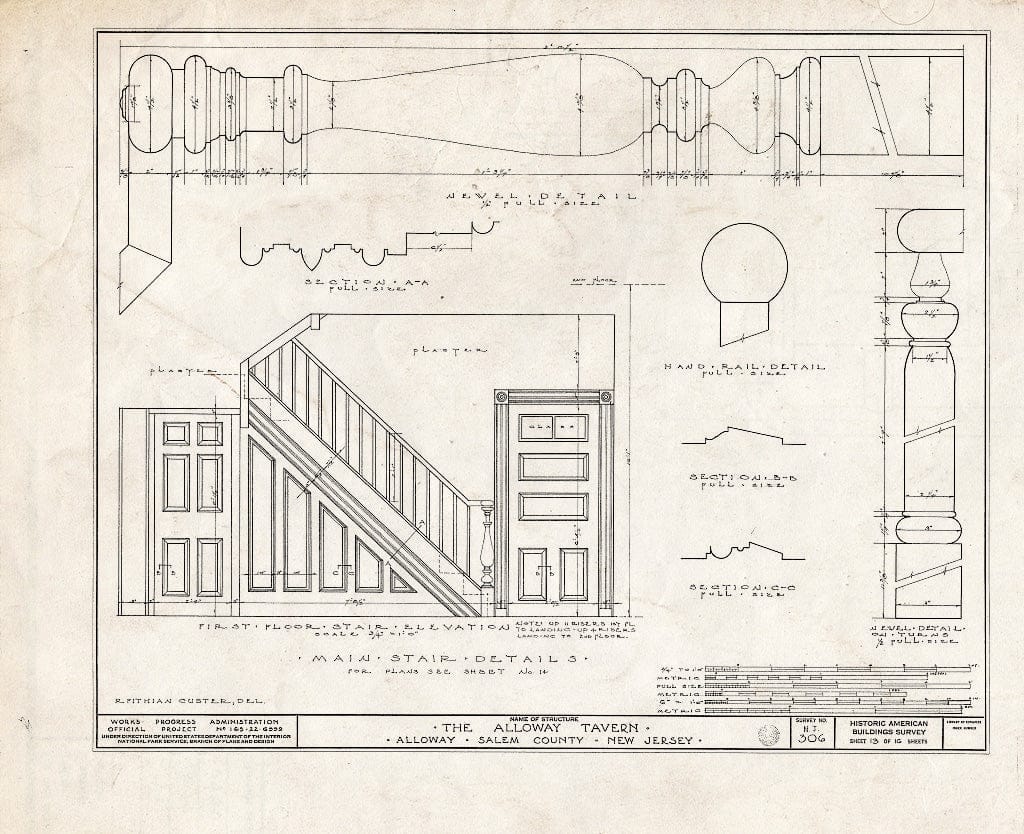 Blueprint HABS NJ,17-ALLO,3- (Sheet 13 of 16) - Alloway Tavern, Main & Greenwich Streets, Alloway, Salem County, NJ