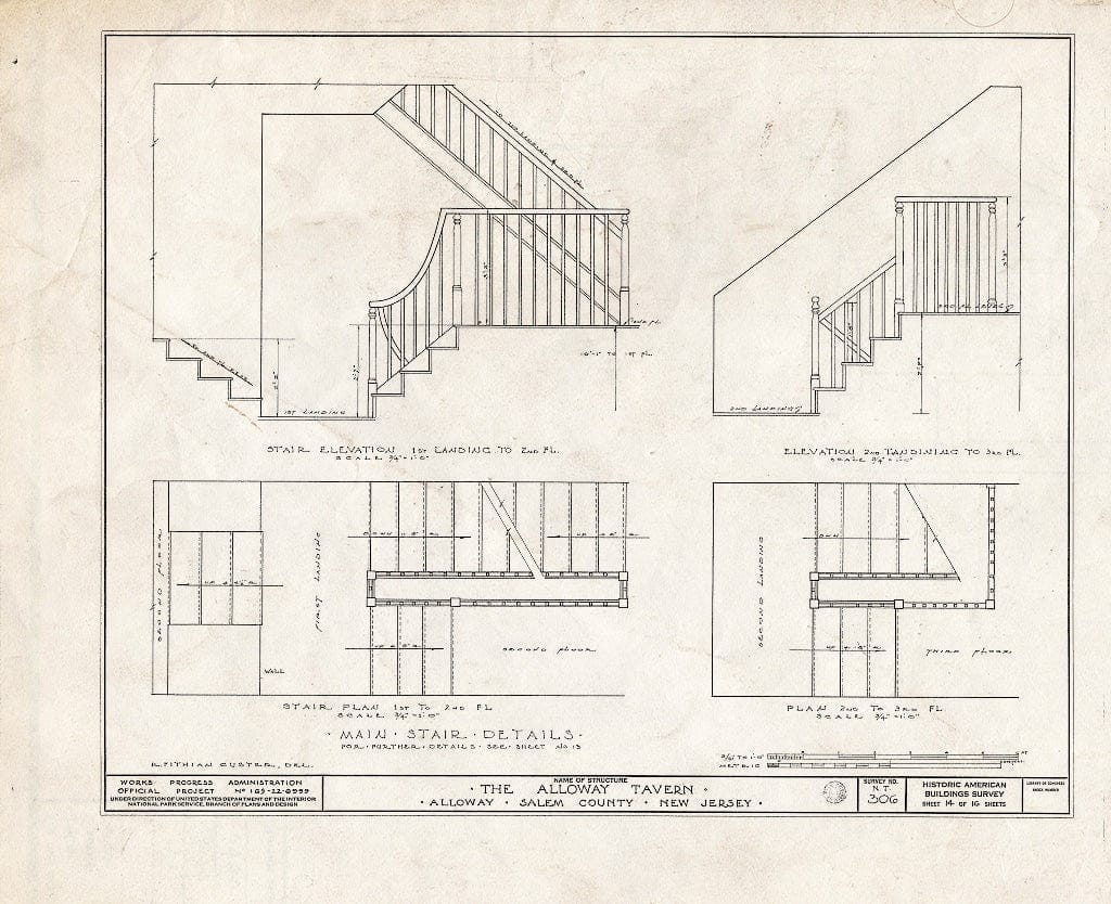 Blueprint HABS NJ,17-ALLO,3- (Sheet 14 of 16) - Alloway Tavern, Main & Greenwich Streets, Alloway, Salem County, NJ