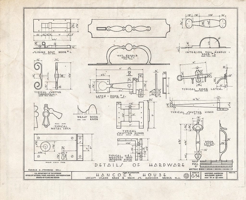 Blueprint HABS NJ,17-HANBR,1- (Sheet 18 of 19) - Hancock House, Locust Island Road & Main Street, Hancocks Bridge, Salem County, NJ
