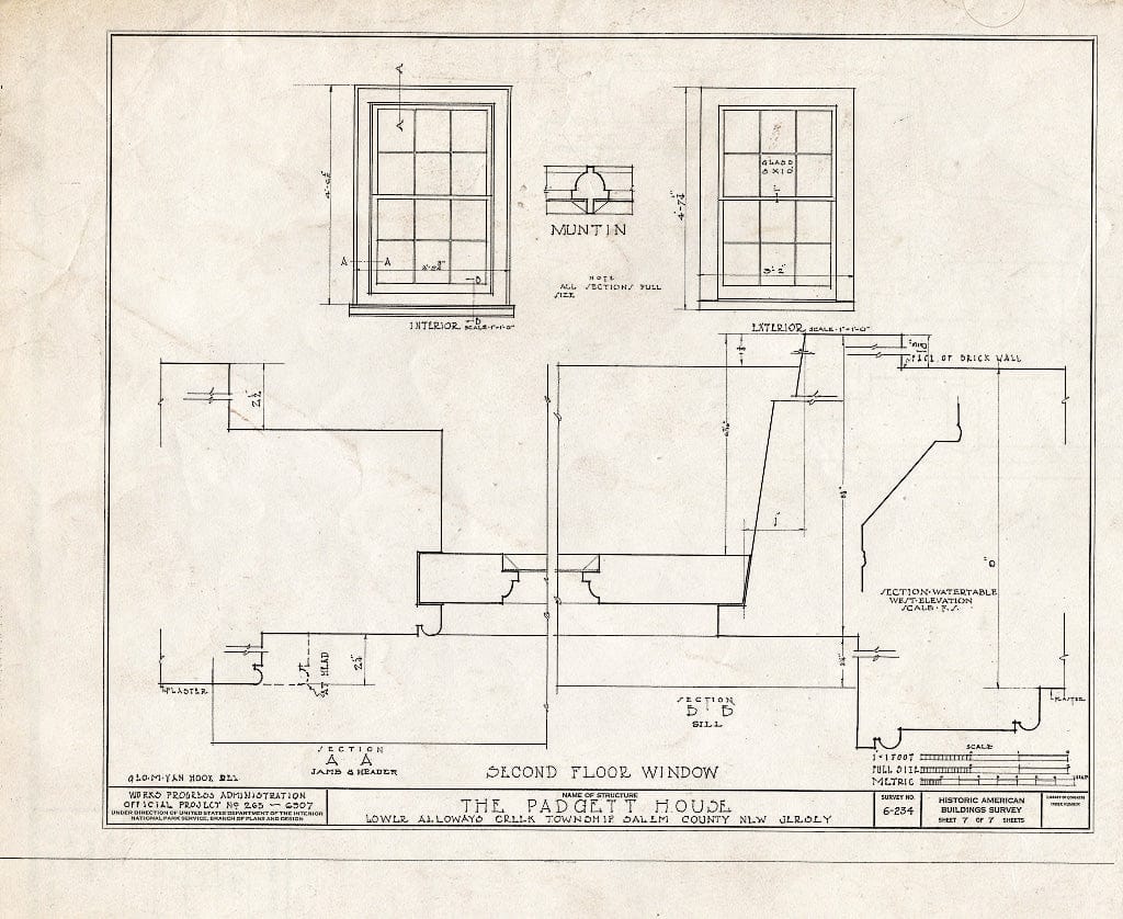 Blueprint HABS NJ,17-HANBR.V,1- (Sheet 7 of 7) - Stretch-Padgett House, Alloway, Salem County, NJ