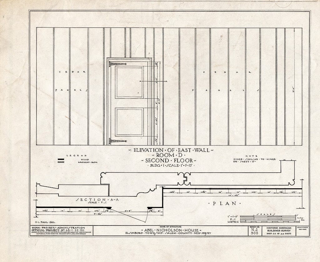 Blueprint HABS NJ,17-HANBR.V,3- (Sheet 22 of 22) - Nicholson (ABEL) House, Hancocks Bridge, Salem County, NJ