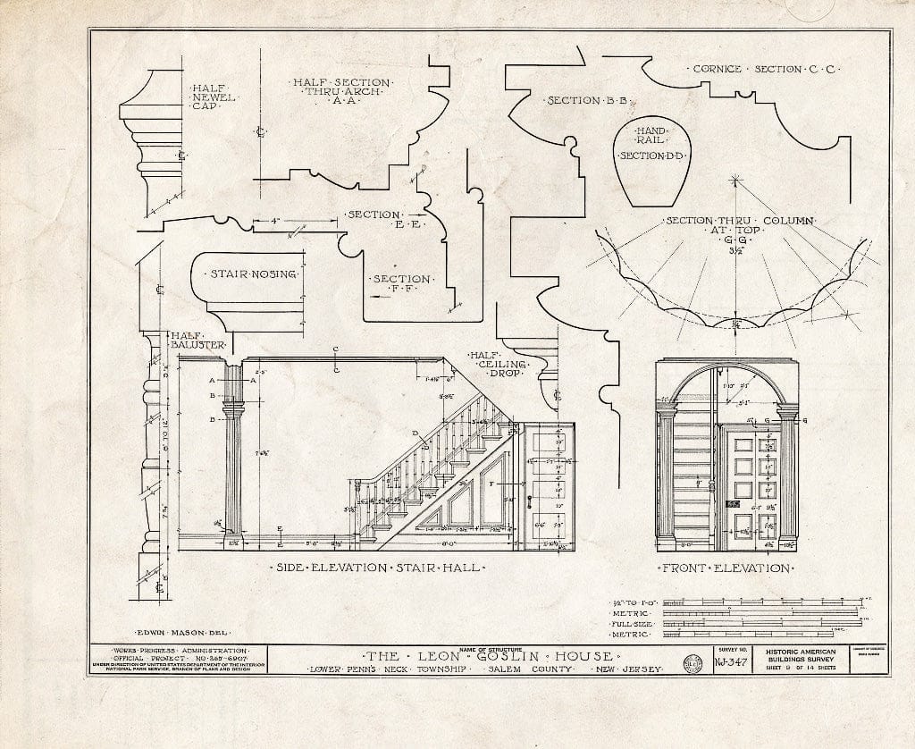 Blueprint HABS NJ,17-HARVI.V,1- (Sheet 9 of 14) - Johnson-Goslin House, Harrisonville, Salem County, NJ