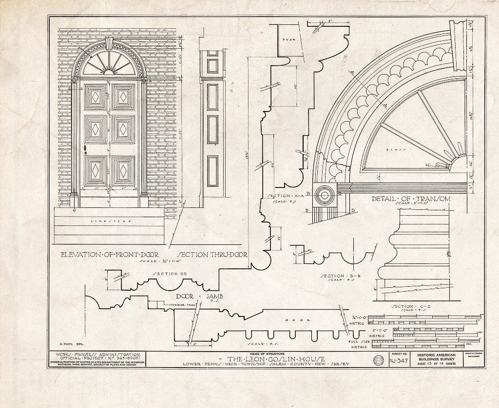 Blueprint HABS NJ,17-HARVI.V,1- (Sheet 13 of 14) - Johnson-Goslin House, Harrisonville, Salem County, NJ