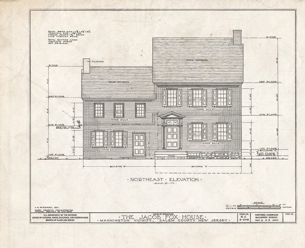 Blueprint HABS NJ,17-MANT.V,1- (Sheet 3 of 9) - Jacob Fox House, Mannington Mills, Salem County, NJ
