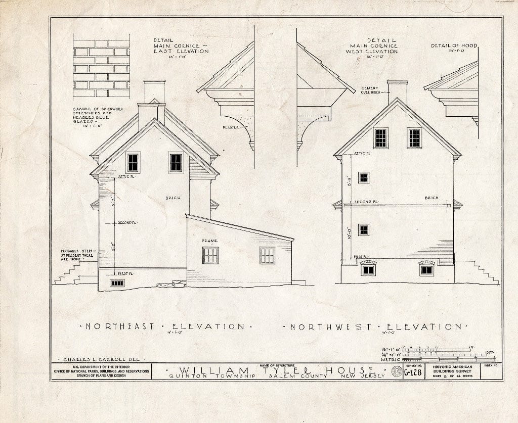 Blueprint HABS NJ,17-Quint.V,1- (Sheet 2 of 14) - William Tyler House, Quinton, Salem County, NJ