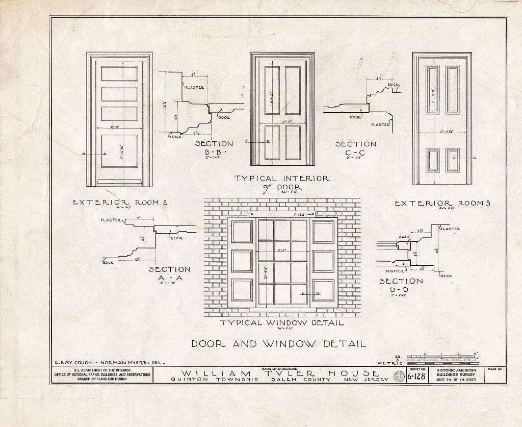 Blueprint HABS NJ,17-Quint.V,1- (Sheet 14 of 14) - William Tyler House, Quinton, Salem County, NJ