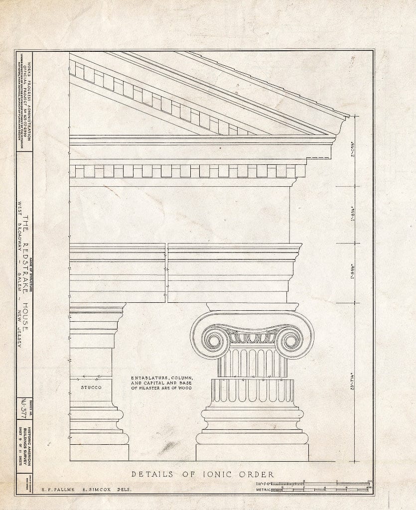 Blueprint HABS NJ,17-SAL,9- (Sheet 9 of 11) - Clement-Redstrake House, West Broadway, Salem, Salem County, NJ