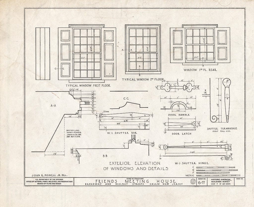 Blueprint HABS NJ,17-SAL,1- (Sheet 7 of 10) - Friends Meetinghouse, East Broadway & Walnut Street, Salem, Salem County, NJ