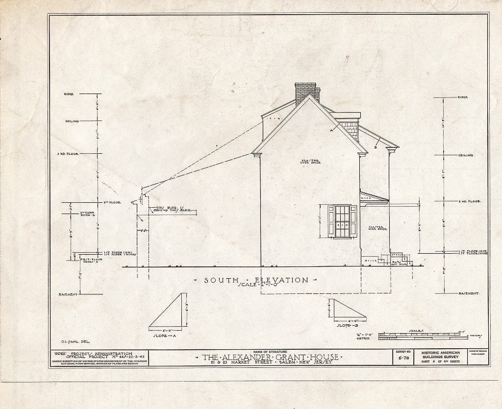 Blueprint HABS NJ,17-SAL,6- (Sheet 6 of 30) - Alexander Grant House, 81-83 Market Street, Salem, Salem County, NJ