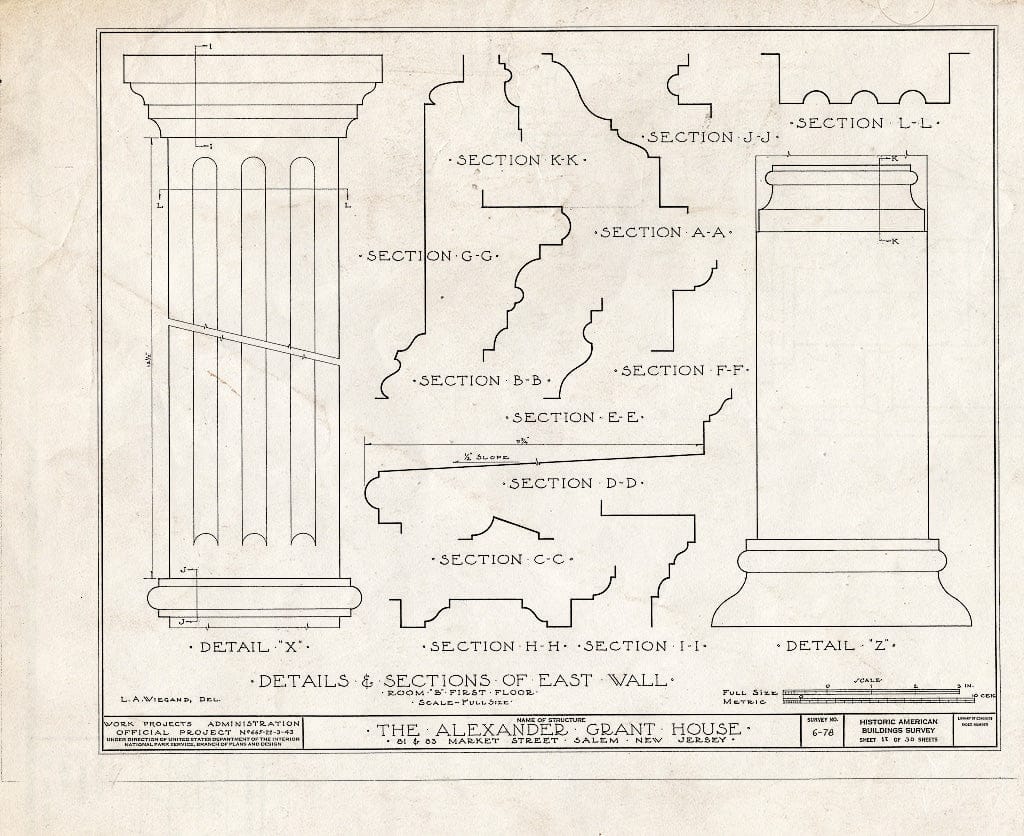 Blueprint HABS NJ,17-SAL,6- (Sheet 17 of 30) - Alexander Grant House, 81-83 Market Street, Salem, Salem County, NJ