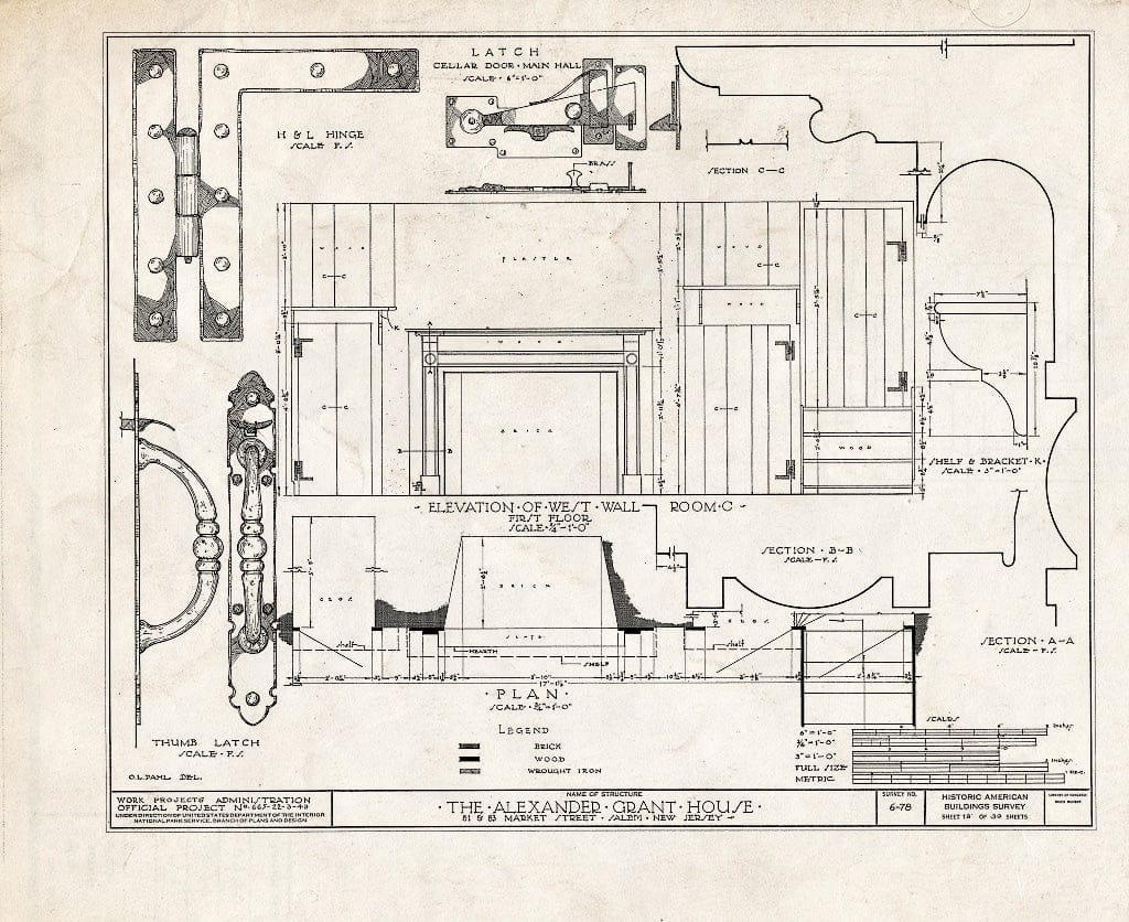 Blueprint HABS NJ,17-SAL,6- (Sheet 19 of 30) - Alexander Grant House, 81-83 Market Street, Salem, Salem County, NJ