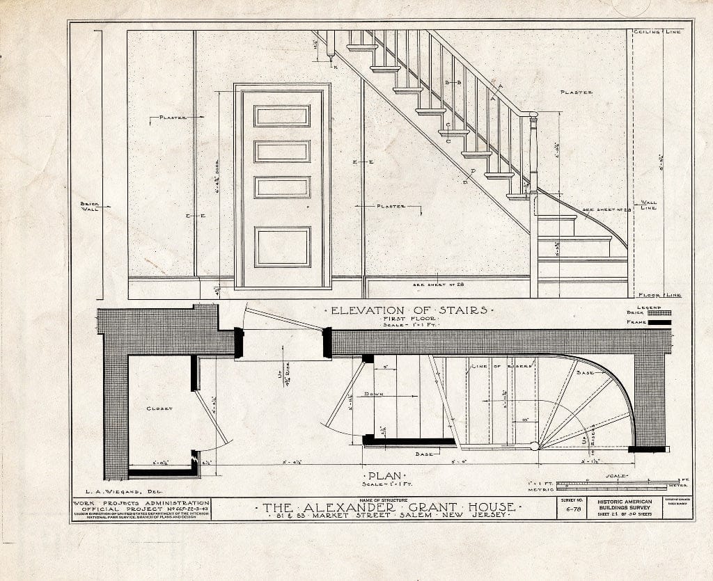 Blueprint HABS NJ,17-SAL,6- (Sheet 21 of 30) - Alexander Grant House, 81-83 Market Street, Salem, Salem County, NJ