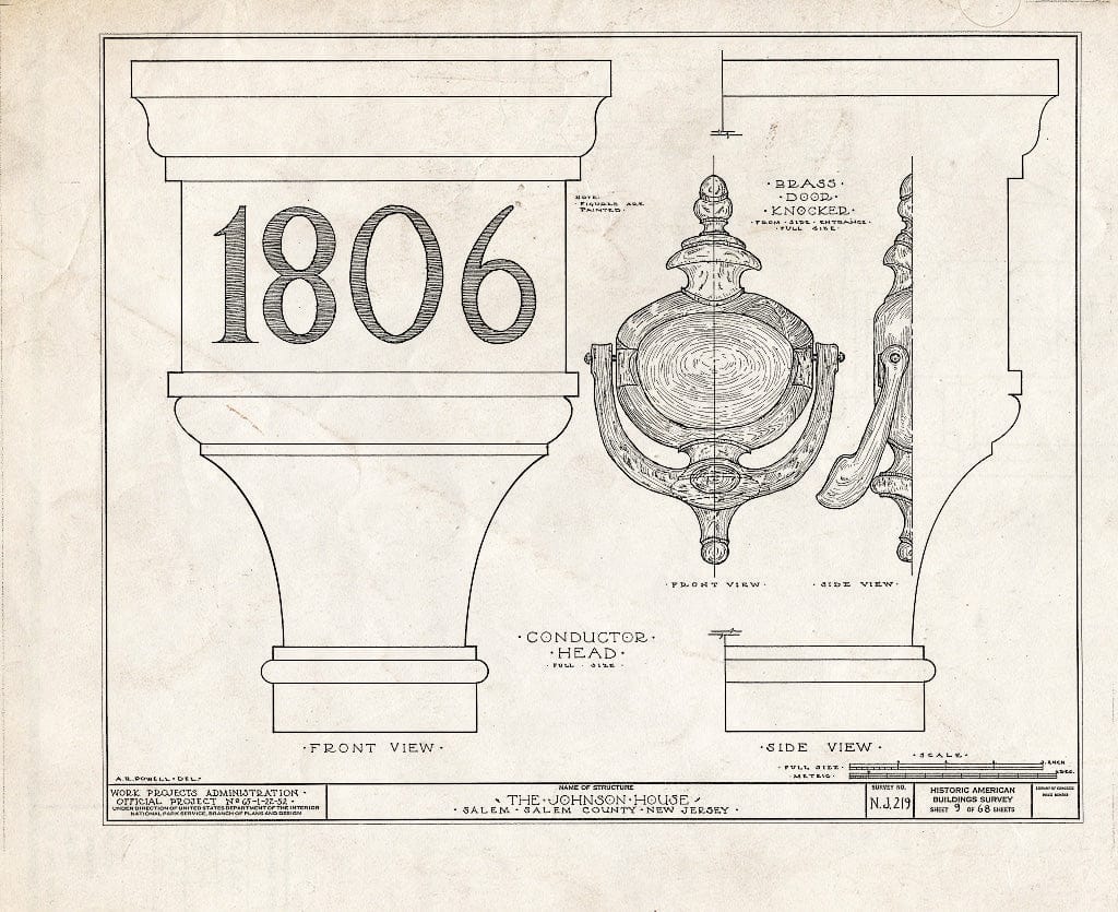 Blueprint HABS NJ,17-SAL,7- (Sheet 9 of 68) - Johnson House, 90 Market Street, Salem, Salem County, NJ