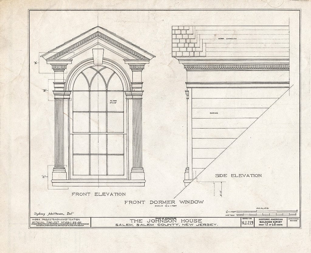 Blueprint HABS NJ,17-SAL,7- (Sheet 12 of 68) - Johnson House, 90 Market Street, Salem, Salem County, NJ