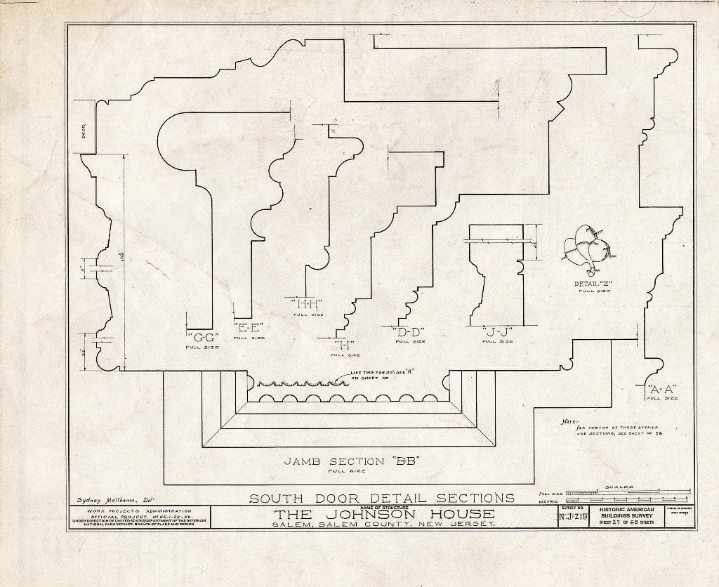 Blueprint HABS NJ,17-SAL,7- (Sheet 27 of 68) - Johnson House, 90 Market Street, Salem, Salem County, NJ