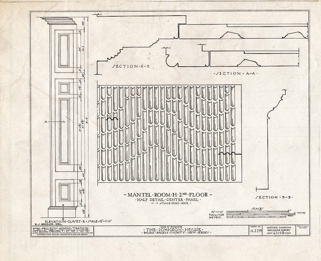 Blueprint HABS NJ,17-SAL,7- (Sheet 61 of 68) - Johnson House, 90 Market Street, Salem, Salem County, NJ