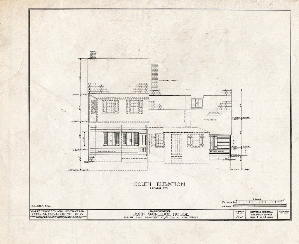 Blueprint HABS NJ,17-SAL,11- (Sheet 5 of 13) - John Worledge House, 323 East Broadway, Salem, Salem County, NJ
