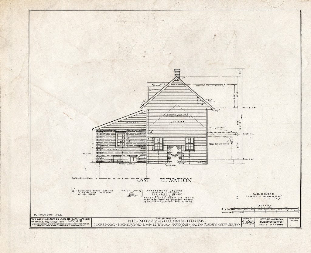 Blueprint HABS NJ,17-SAL.V,6- (Sheet 6 of 23) - Morris-Goodwin House, Fort Elfsboro Road, Salem, Salem County, NJ