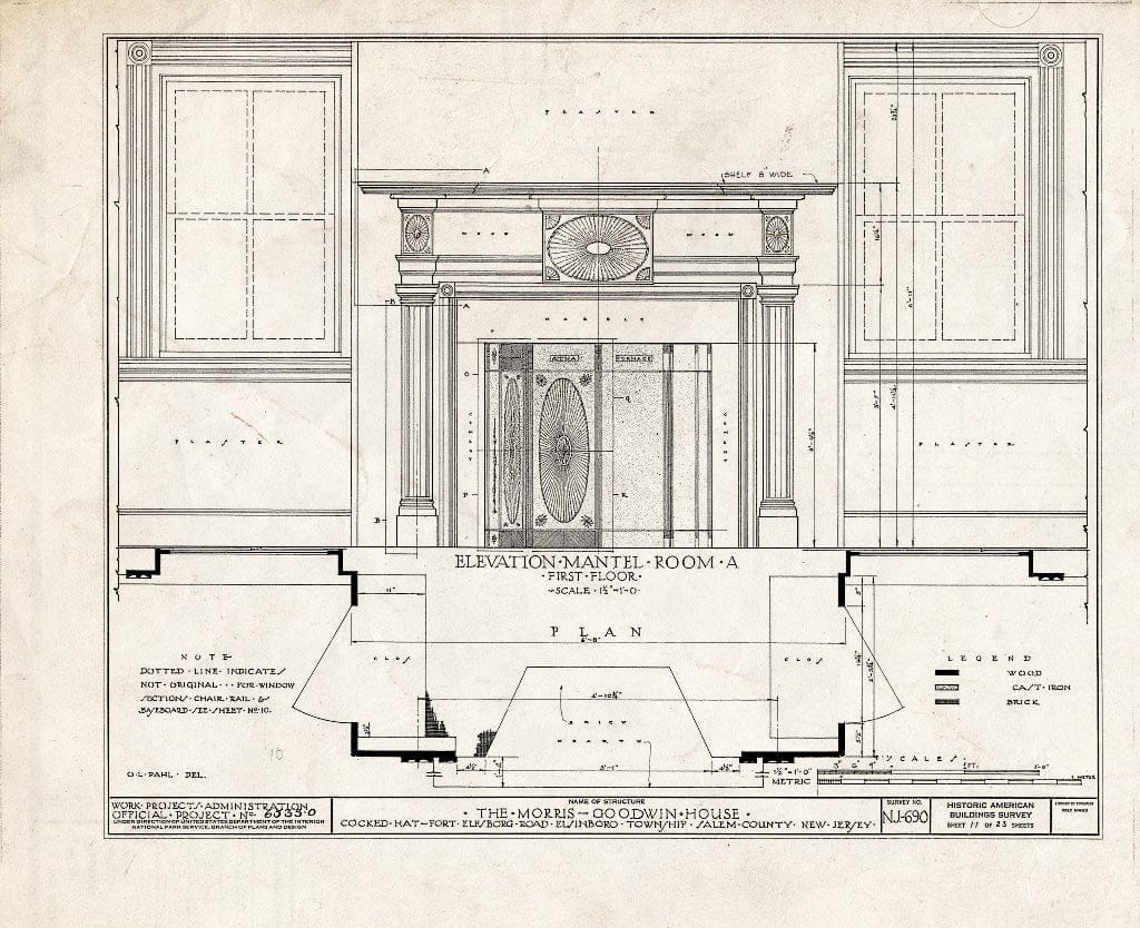 Blueprint HABS NJ,17-SAL.V,6- (Sheet 11 of 23) - Morris-Goodwin House, Fort Elfsboro Road, Salem, Salem County, NJ