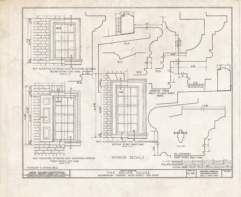 Blueprint HABS NJ,17-SAL.V,5- (Sheet 11 of 20) - Benjamin Holmes House, Salem, Salem County, NJ