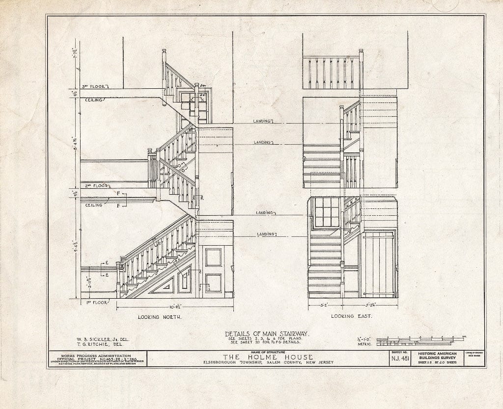 Blueprint HABS NJ,17-SAL.V,5- (Sheet 19 of 20) - Benjamin Holmes House, Salem, Salem County, NJ