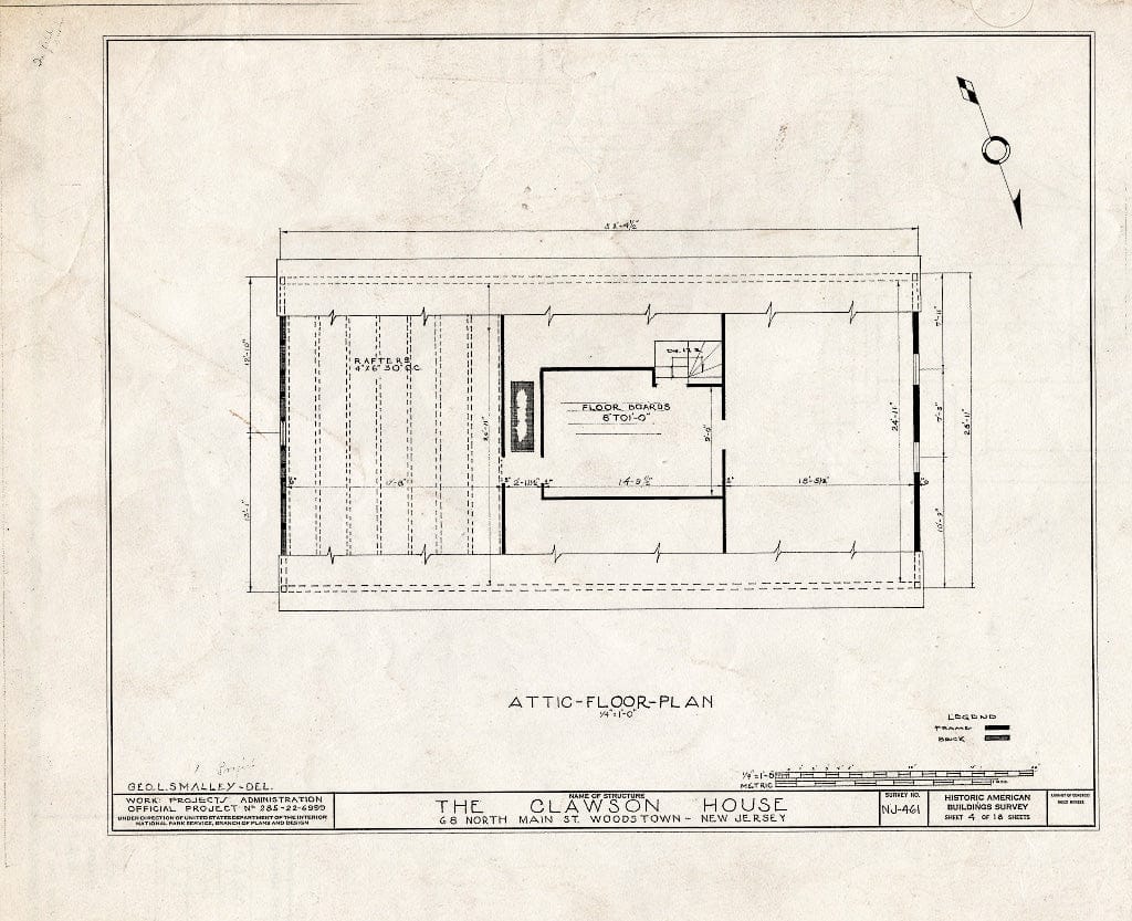 Blueprint HABS NJ,17-WOOTO,1- (Sheet 4 of 18) - Clawson House, 68 North Main Street, Woodstown, Salem County, NJ