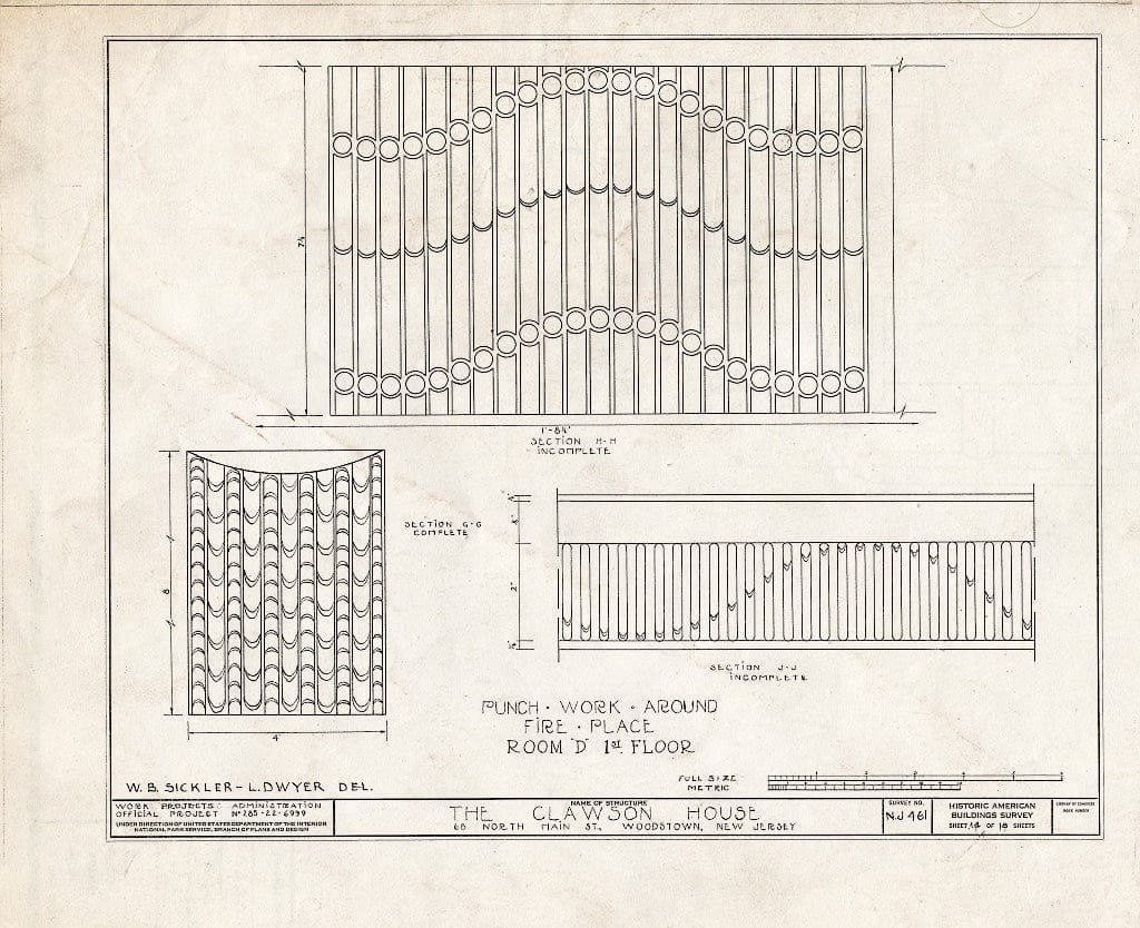 Blueprint HABS NJ,17-WOOTO,1- (Sheet 14 of 18) - Clawson House, 68 North Main Street, Woodstown, Salem County, NJ