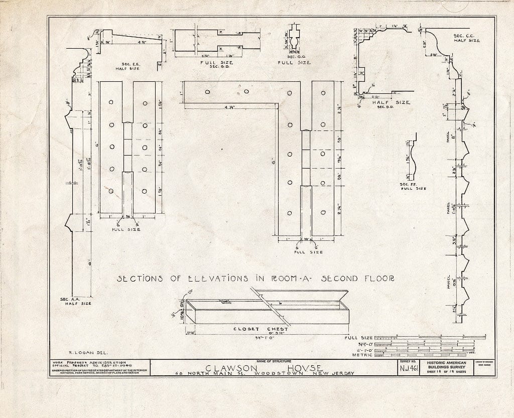 Blueprint HABS NJ,17-WOOTO,1- (Sheet 18 of 18) - Clawson House, 68 North Main Street, Woodstown, Salem County, NJ