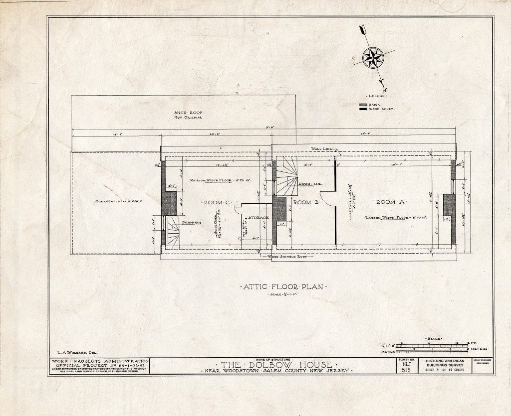 Blueprint HABS NJ,17-WOOTO.V,4- (Sheet 4 of 19) - Dolbow House, Compromise Road, Woodstown, Salem County, NJ