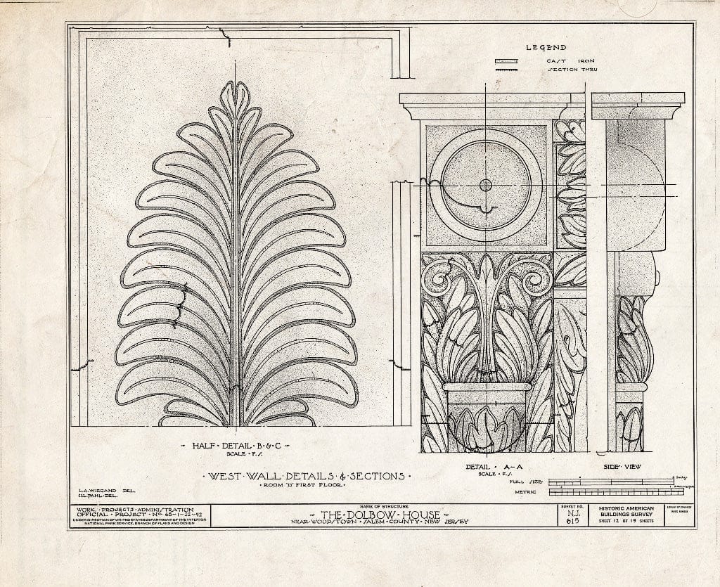 Blueprint HABS NJ,17-WOOTO.V,4- (Sheet 12 of 19) - Dolbow House, Compromise Road, Woodstown, Salem County, NJ