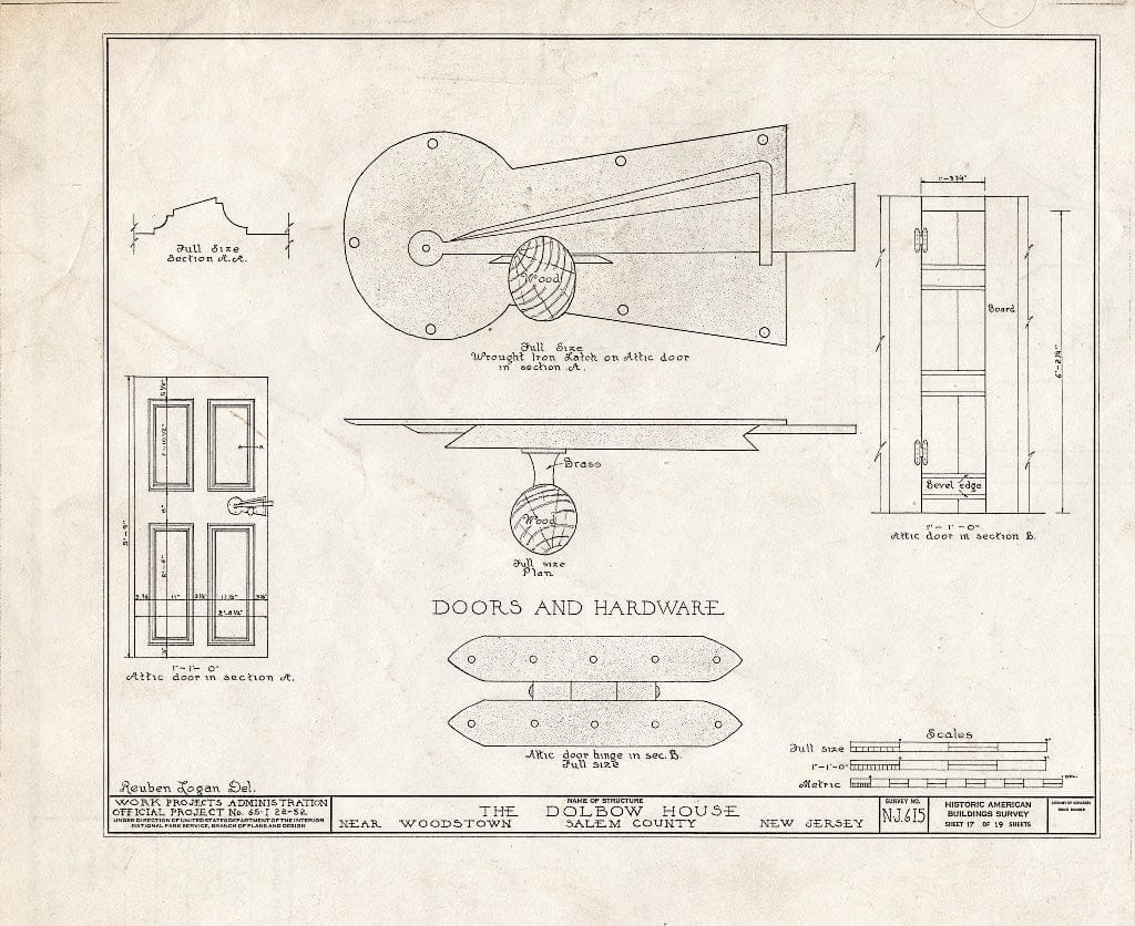 Blueprint HABS NJ,17-WOOTO.V,4- (Sheet 17 of 19) - Dolbow House, Compromise Road, Woodstown, Salem County, NJ