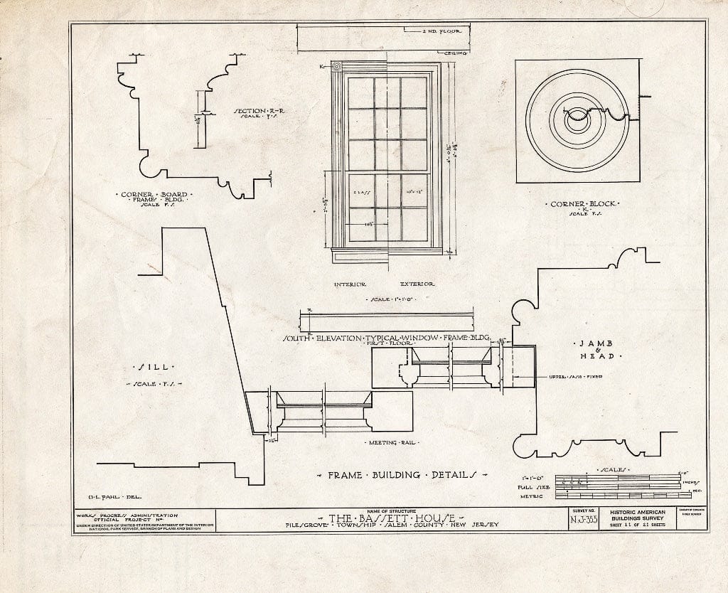 Blueprint HABS NJ,17-WOOTO.V,3- (Sheet 11 of 21) - Samuel & Anne Bassett House, Woodstown, Salem County, NJ