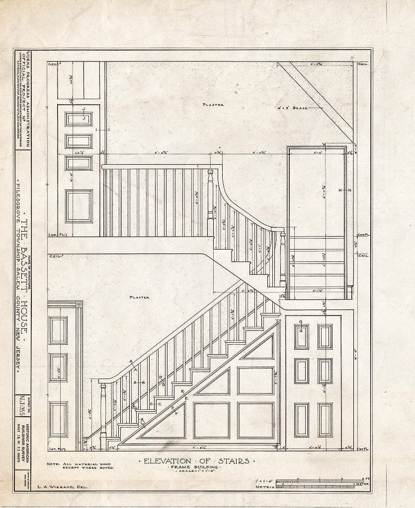 Blueprint HABS NJ,17-WOOTO.V,3- (Sheet 18 of 21) - Samuel & Anne Bassett House, Woodstown, Salem County, NJ