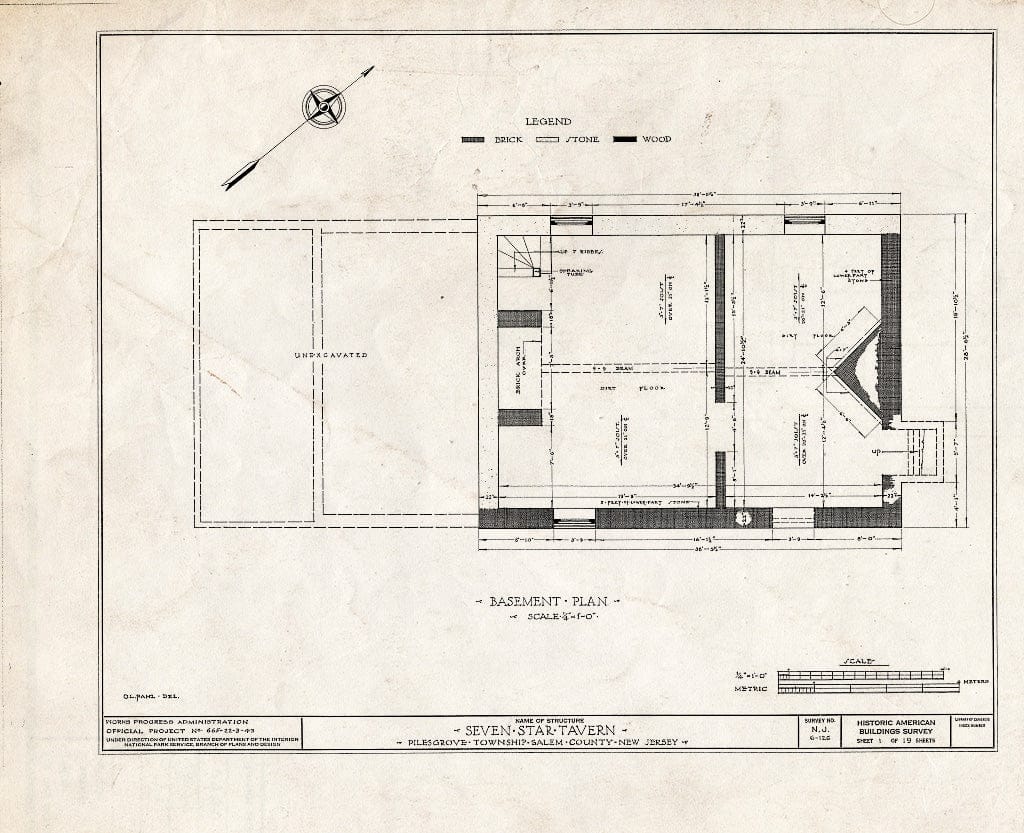 Blueprint HABS NJ,17-WOOTO.V,1- (Sheet 1 of 19) - Seven Star Tavern, Woodstown, Salem County, NJ