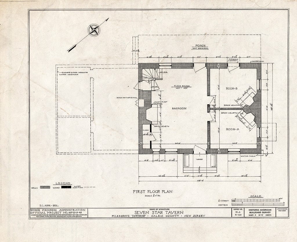 Blueprint HABS NJ,17-WOOTO.V,1- (Sheet 2 of 19) - Seven Star Tavern, Woodstown, Salem County, NJ