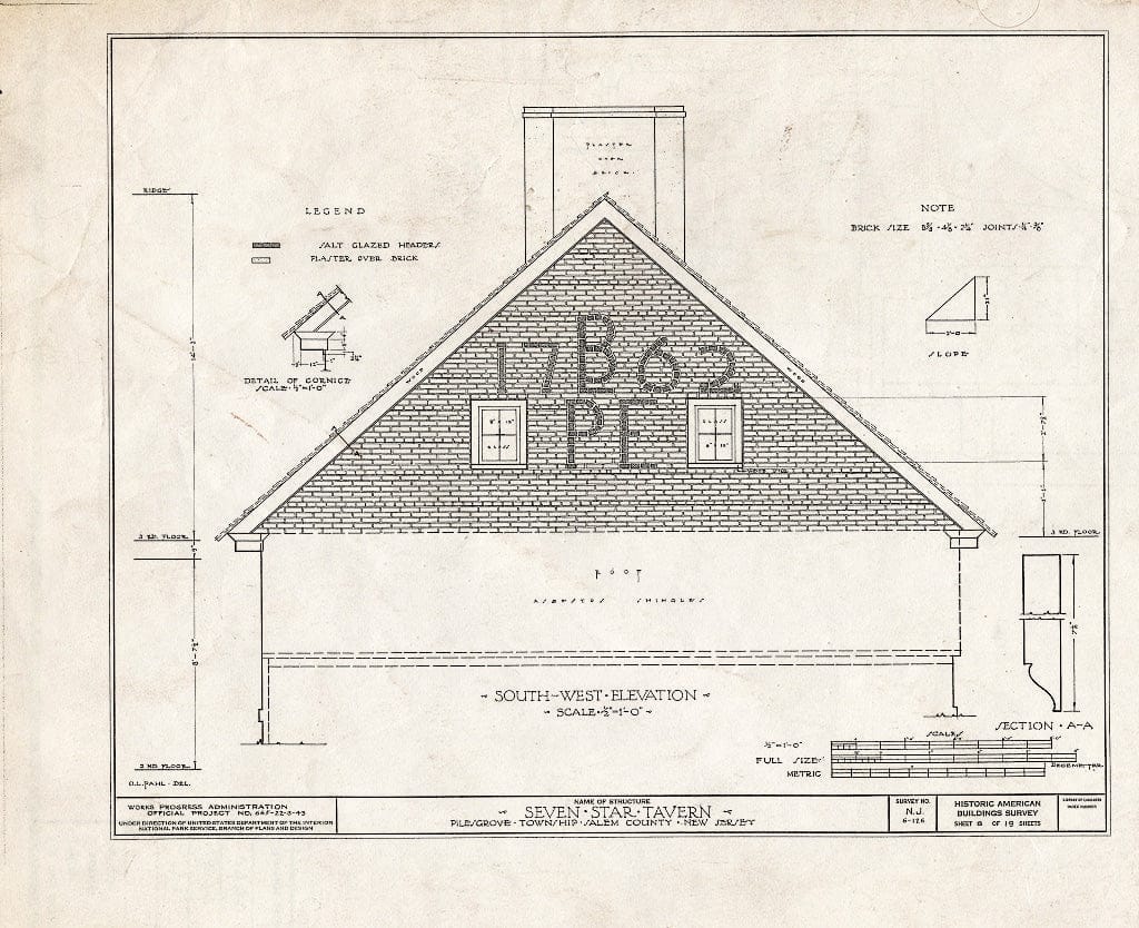 Blueprint HABS NJ,17-WOOTO.V,1- (Sheet 8 of 19) - Seven Star Tavern, Woodstown, Salem County, NJ