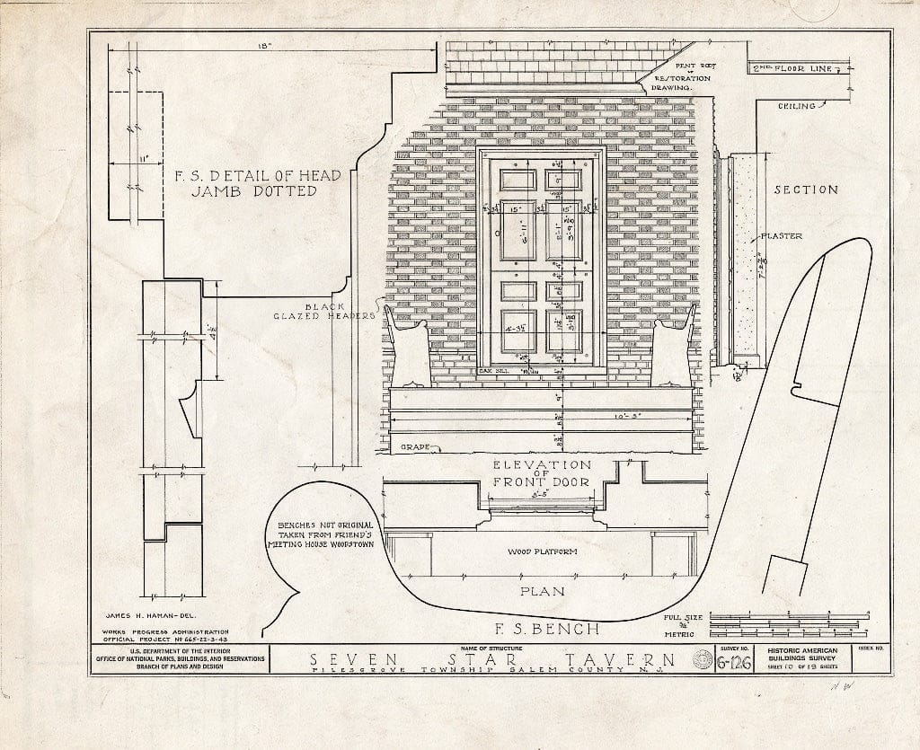 Blueprint HABS NJ,17-WOOTO.V,1- (Sheet 10 of 19) - Seven Star Tavern, Woodstown, Salem County, NJ