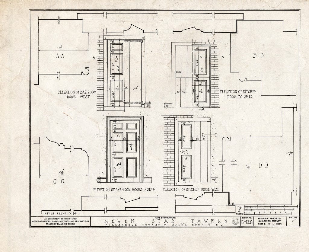 Blueprint HABS NJ,17-WOOTO.V,1- (Sheet 11 of 19) - Seven Star Tavern, Woodstown, Salem County, NJ