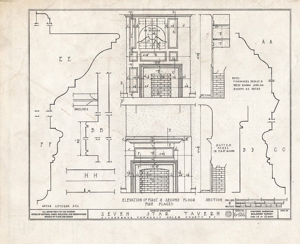 Blueprint HABS NJ,17-WOOTO.V,1- (Sheet 14 of 19) - Seven Star Tavern, Woodstown, Salem County, NJ