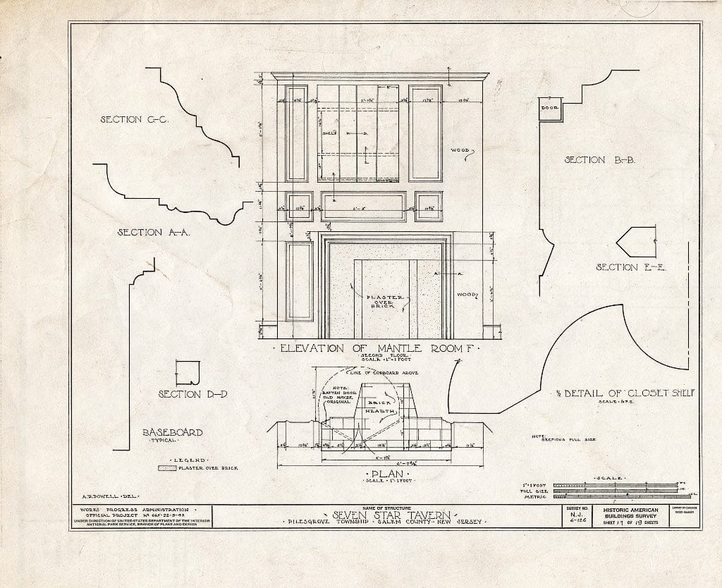 Blueprint HABS NJ,17-WOOTO.V,1- (Sheet 17 of 19) - Seven Star Tavern, Woodstown, Salem County, NJ